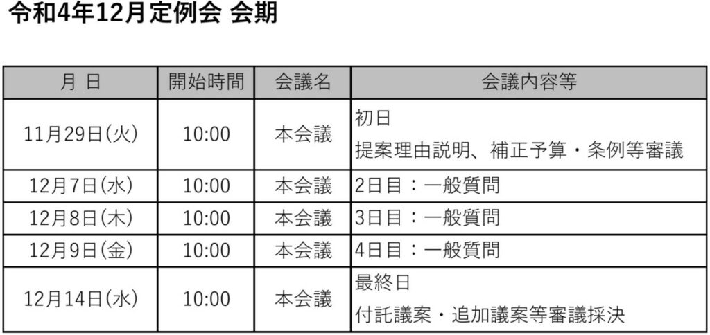 定例会の日程 – 御殿場市議会