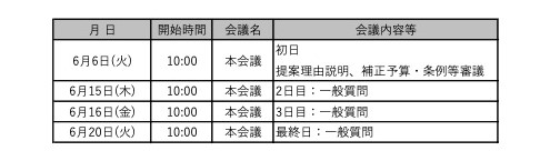 令和5年6月会期日程