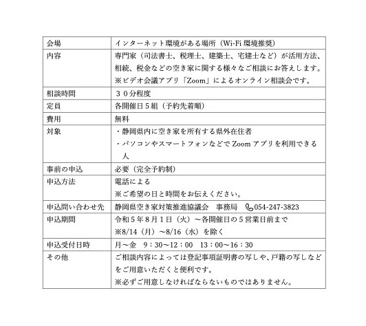 オンライン相談会 オンライン相談会